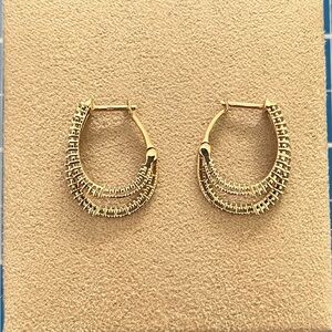 JTV 10K Gold w/ diamond Hoop Earrings